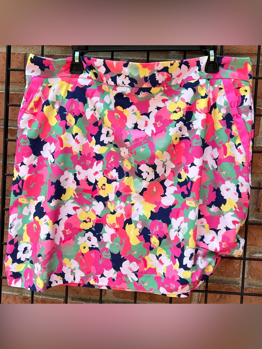 EP New York Floral Print A-Line Skort with Pockets in Pink Multi